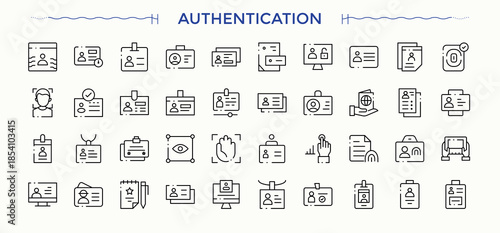 Authentication icon. Correct icon set. Minimal linear icons. It contains symbols to check, checkbox, tick, signs, checkmark, correct, choice and more. Vector illustration. Pixel perfect.