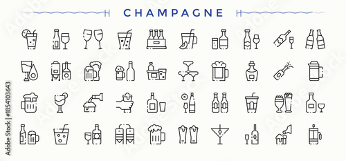 Champagne icon. Whiskey icon set. Related to cocktail, martini, whiskey, alcohol, wine, drink and more.
