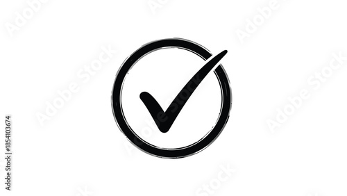 Simple black and white check mark icon within a circular frame