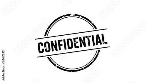 Black confidential stamp with a circle and line over text