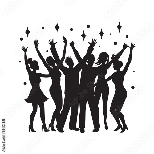 Happy Crowd Festival Dance Silhouette Graphic