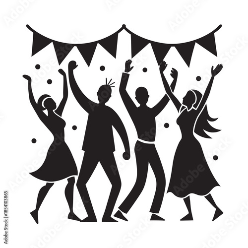 Festival Celebration Dance Joy Silhouette Illustration