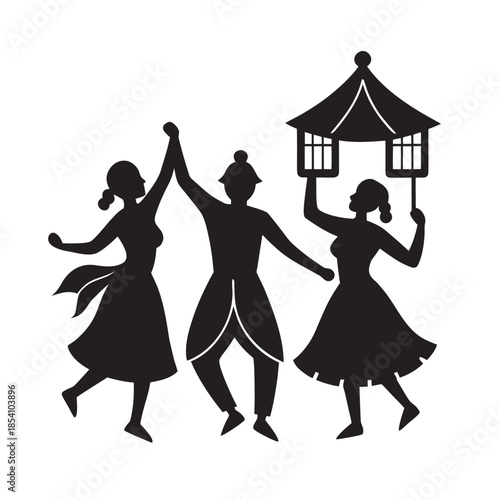 Cultural Festival Night Dance Silhouette Art Scene