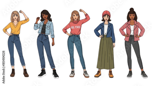 Diverse group of women showing empowerment and confidence