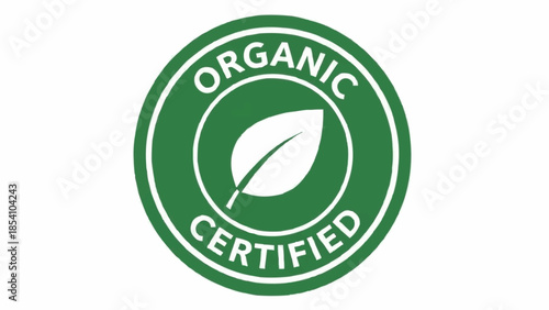 Organic Certified Green Label Stamp Logo.