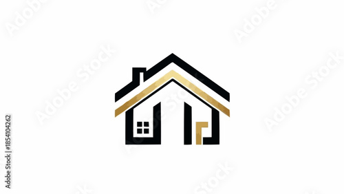Simple House Icon with Yellow Accent.
