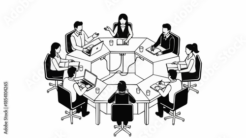 Business People Working Together Around Table.