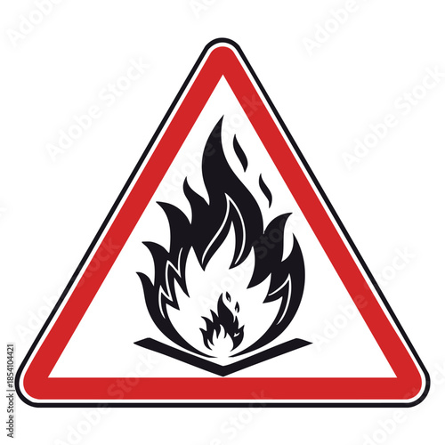 Fire Risk Warning Icon with Flame Pictogram