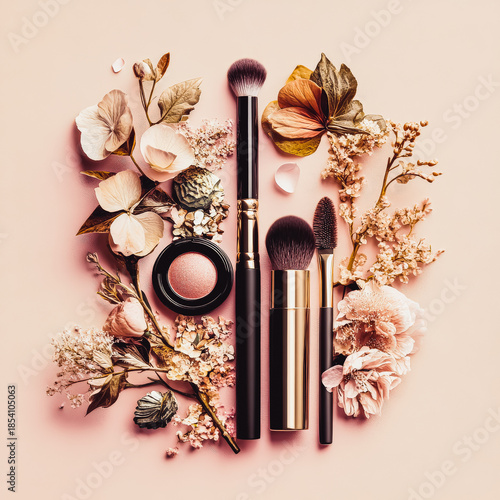 Elegant Makeup Arrangement with Floral Accents