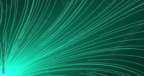 An abstract stream of luminous tracks weaves a mesmerizing pattern, filling the space with dynamics. The energy of moving particles creates the feeling of space travel.