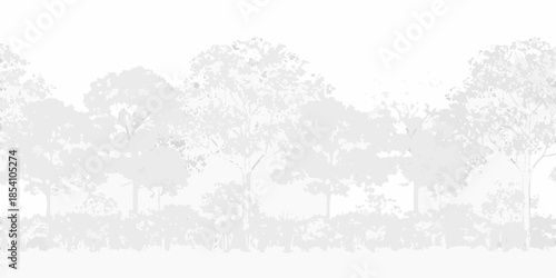 Silhouetted forest landscape with dense trees and a minimal aesthetic