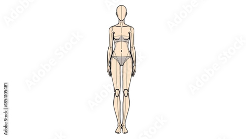 Illustration of a woman in underwear standing alone against a white background