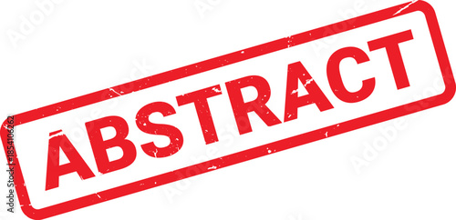 Distressed Red Abstract Rubber Stamp with White Background, Slightly Angled Illustration