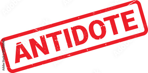 Distressed Red Antidote Stamp with Rounded Corners and Grunge Effect on a White Background
