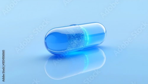 Futuristic blue smart pill high resolution photo