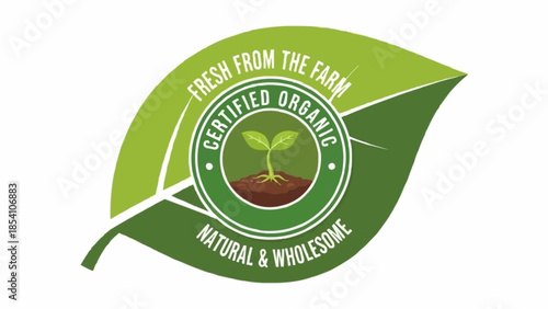 Certified Organic Green Leaf Logo Design.