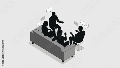 Group of People Sitting on Couch.