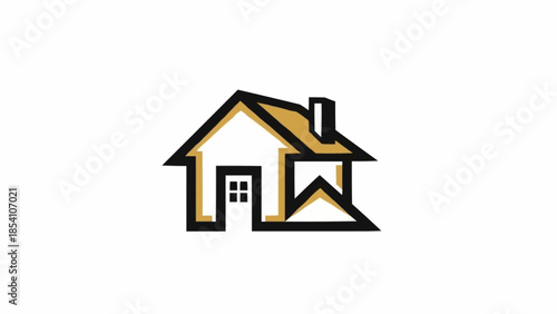 Simple House Icon with Yellow Roof.