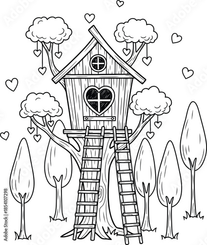 Charming Treehouse Illustration for Kids' Decor