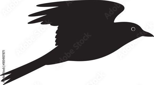 Isolated Black Bird Flying Silhouette Vector Graphic