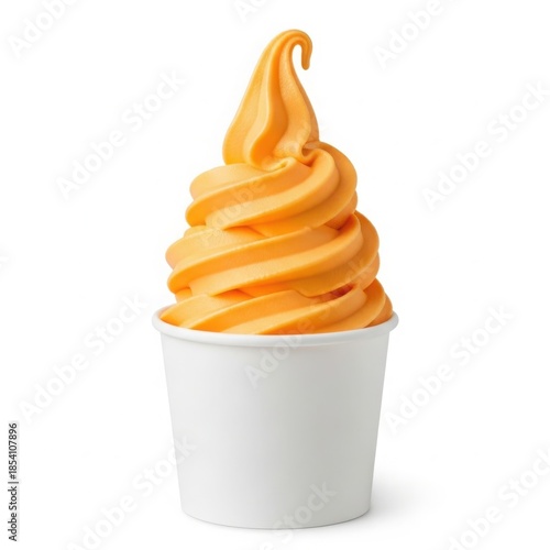 Delightful orange soft serve in a paper cup