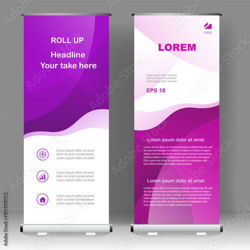 Business banner Roll up vertical template design, for brochure, business, flyer, infographics. modern x-banner and flag-banner advertising. vector illustration