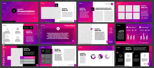 Modern Business Presentation Template Vector | Purple Gradient Corporate Pitch Deck Slidess