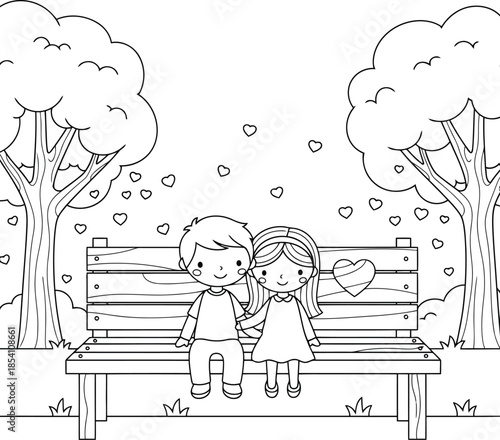 Romantic Couple Coloring Page for Kids and Adults