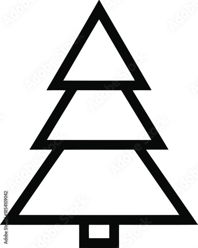 Simple outlined christmas tree icon isolated on white background design element