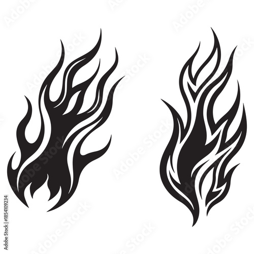 Tribal flame hotrod car vinyl decals and motorcycle airbrush stencil vector
