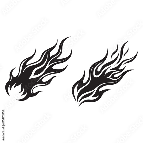 Tribal flame hotrod car vinyl decals and motorcycle airbrush stencil vector