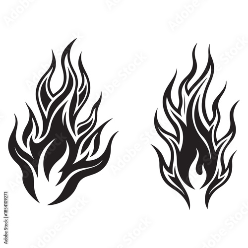 Tribal flame hotrod car vinyl decals and motorcycle airbrush stencil vector