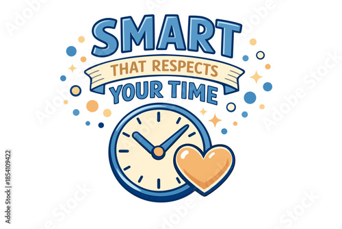 Smart time management concept with clock and heart design