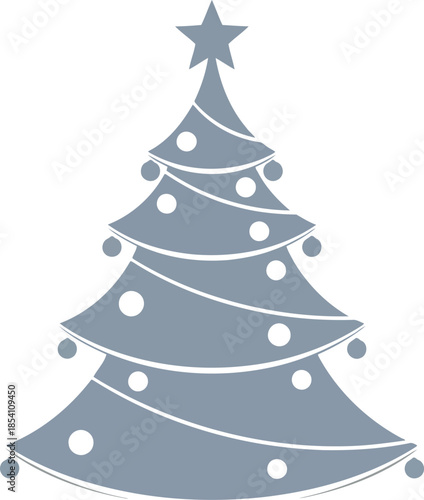 Christmas tree decorated with star and baubles festive holiday icon