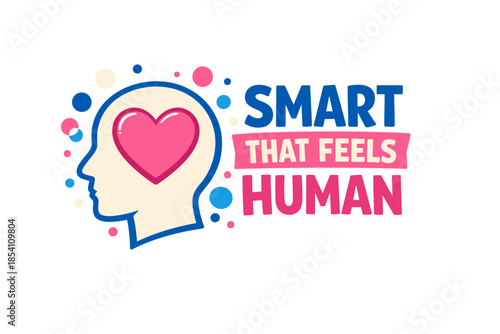 Smart that feels human logo featuring head outline and heart icon