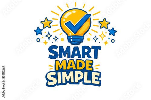 Smart made simple lightbulb design with check mark and stars