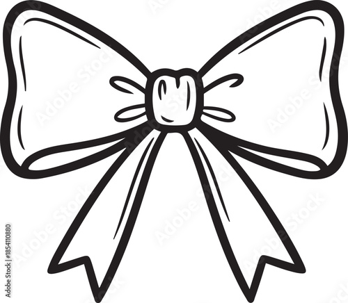 Black Silhouette of a Bow Tie on White Background Keywords: bow tie, bow, ribbon, knot, accessory, fashion