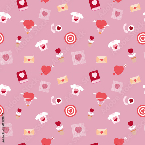 seamless pattern love heart decoration element flat design