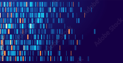 Genomic data visualization. Abstract DNA sequencing and genome mapping graphics. Scientific concept for medical research, biotechnology, and genetic testing. Vector illustration.