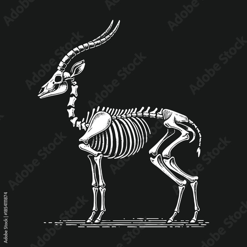 Anatomical illustration of a gazelle skeleton in profile view.