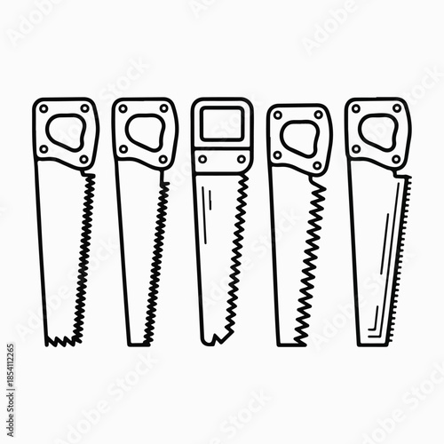 Hand Saw Tool Outline Icon Set – Minimal Carpenter Vector