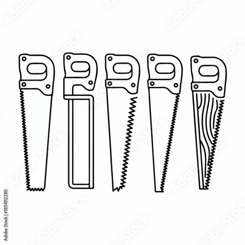 Hand Saw Tool Outline Icon Set – Minimal Carpenter Vector