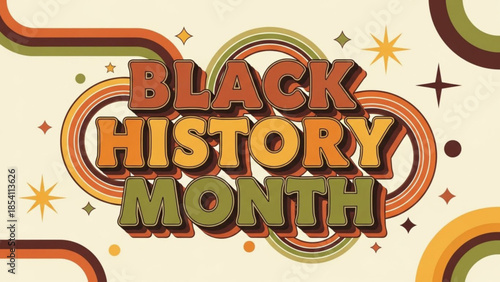 Vibrant black history month celebration background with colorful text and retro style elements