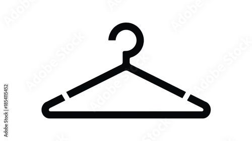 A simple black and white illustration of a clothes hanger in a minimalist style