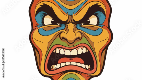 Angry Mask with Colored Facial Design.