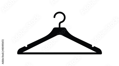 A simple black and white illustration of a clothes hanger in a minimalist styl