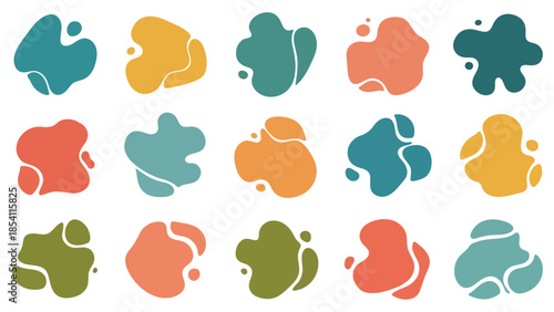Retro Fluid Abstract Blob Shapes Vector Set