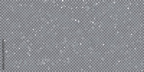 Falling snow effect with transparent background scattered white particles