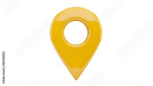 Yellow map pin icon on transparent background, location marker symbol