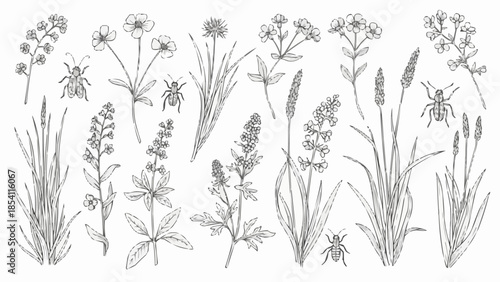 Collection of Various Wildflowers and Grasses.